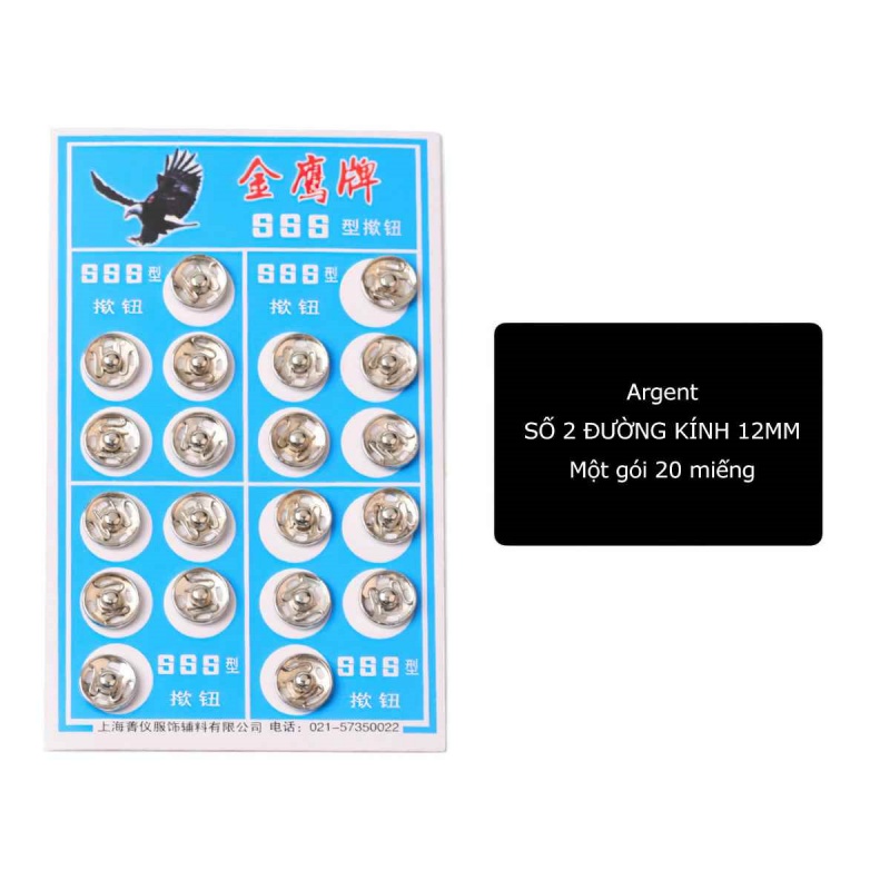 Cúc bấm mini vỉ 50 cúc Khuy cúc bấm 8.5 101216 21mm kim loại nhiều cỡ -HAUSE
