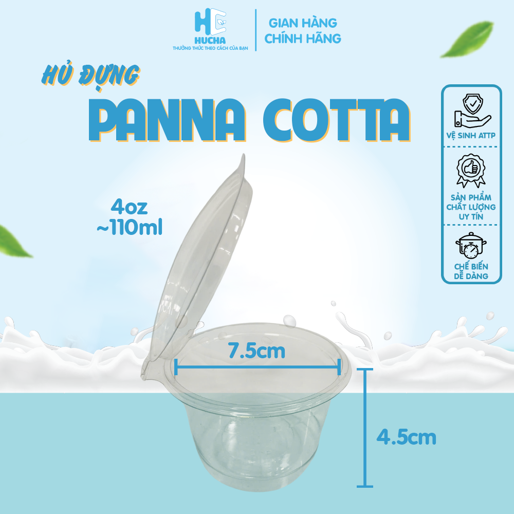 Set 20 hũ nắp liền 110ml - Hũ nhựa trong suốt đựng nước sốt panna cotta một cách tiện lợi nguyên liệ