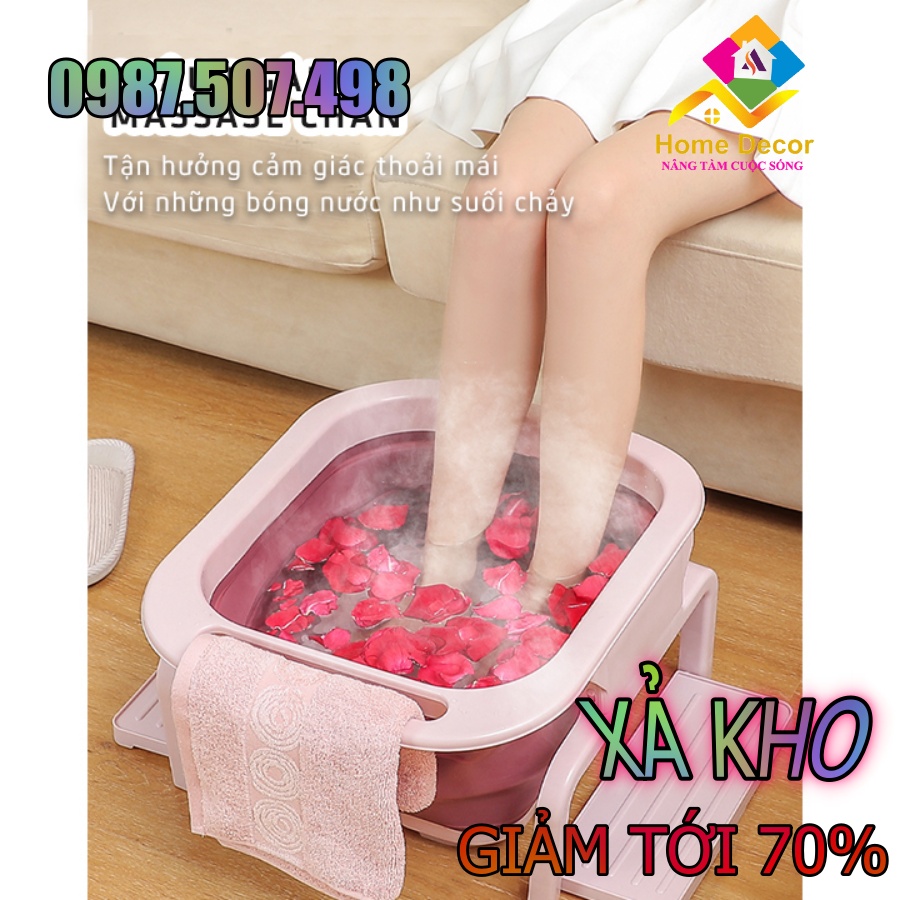 Chậu Thau Ngâm Rửa Chân Massage Thư Giãn Gấp Gọn Đa Năng Tiện Lợi Chậu Xông Hơi Chất Liệu Nhựa An Toàn Cho Người Sử Dụng