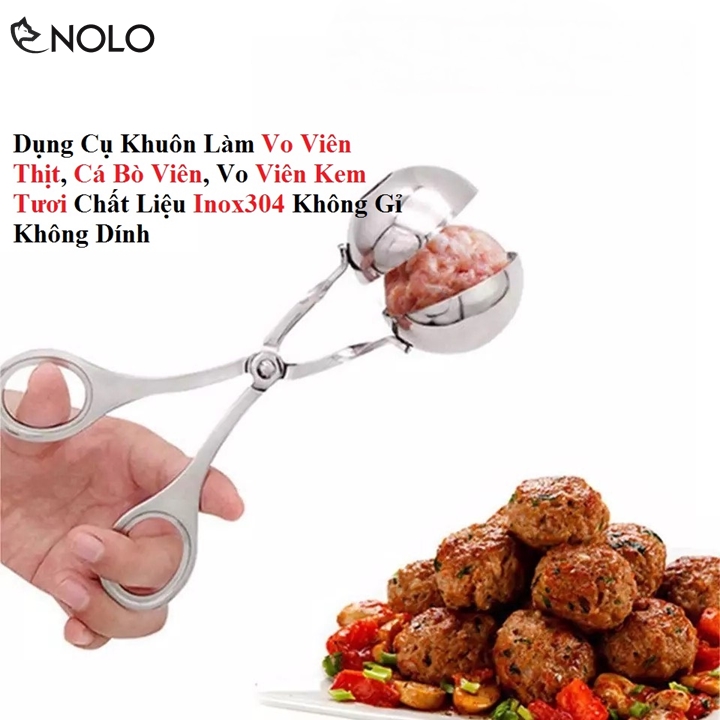 Dụng Cụ Khuôn Làm Vo Viên Thịt Cá Bò Viên Vo Viên Kem Tươi Chất Liệu Inox304 Không Gỉ Không Dính
