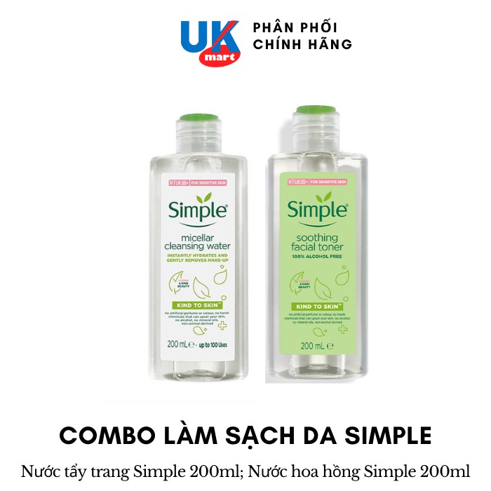 Combo Simple Làm Sạch Nước Tẩy Trang Nước Hoa Hồng
