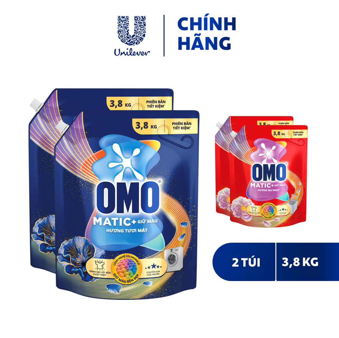 (Livestream) - Combo 2 túi nước giặt OMO Matic cửa trước 4.1kg/túi/ Chuyên Gia Giữ Màu 3.8KG (túi)