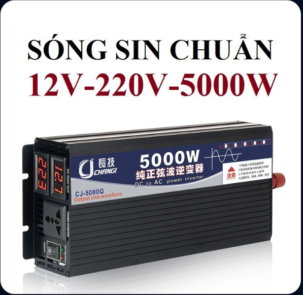 Kích điện sóng sine chuẩn CHANGI 12v lên 220v công suất 5000w