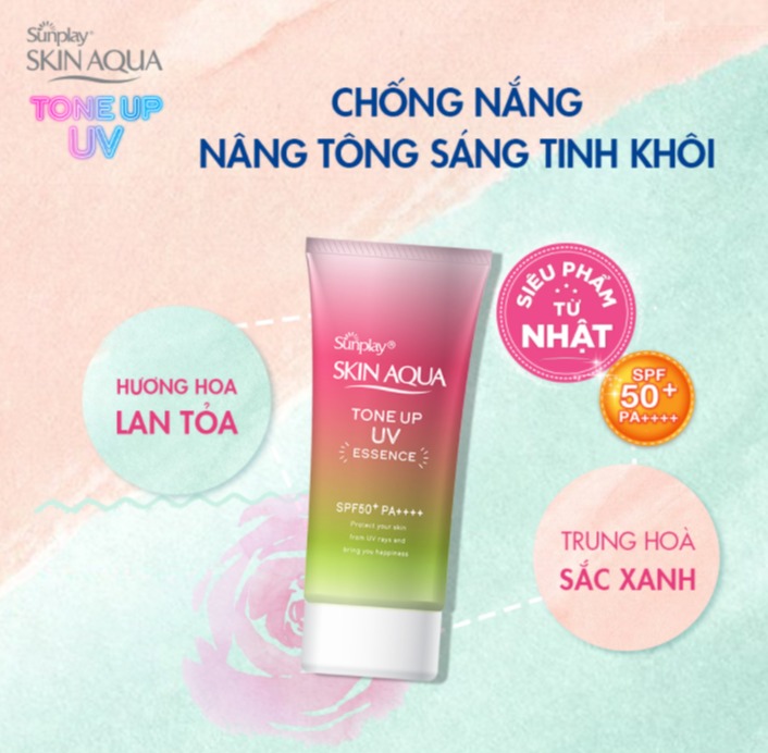 [Hcm]Mua 2 Tặng 1 Mask Tinh Chất Chống Nắng Skin Aqua Sunplay Tone Up Dưỡng Ẩm Nâng Tông Che Khuyết Điểm Uv Essence (Mint Green) 50G