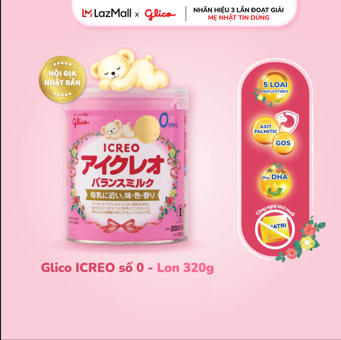 (Glico Icreo Balance Milk) Sữa Glico Icreo Balance Milk - Lon 320g