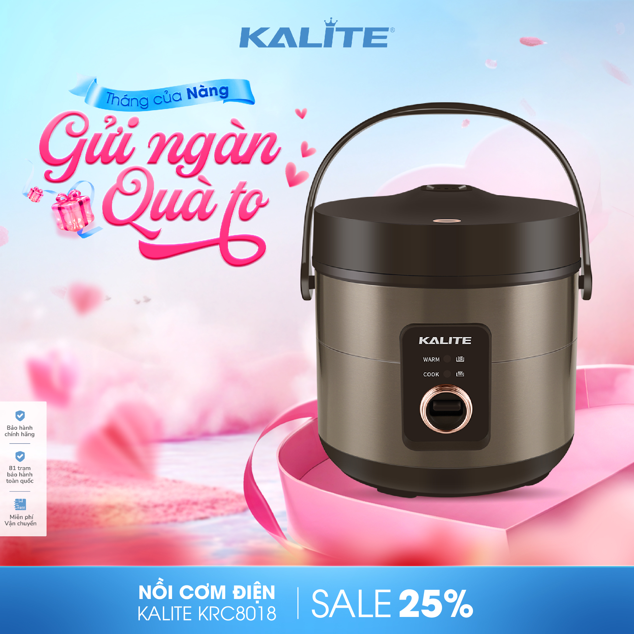 Nồi cơm điện Kalite KRC8018 dung tích 18L công suất 700W lòng nồi dạng niêu phủ chống dính ceramic m