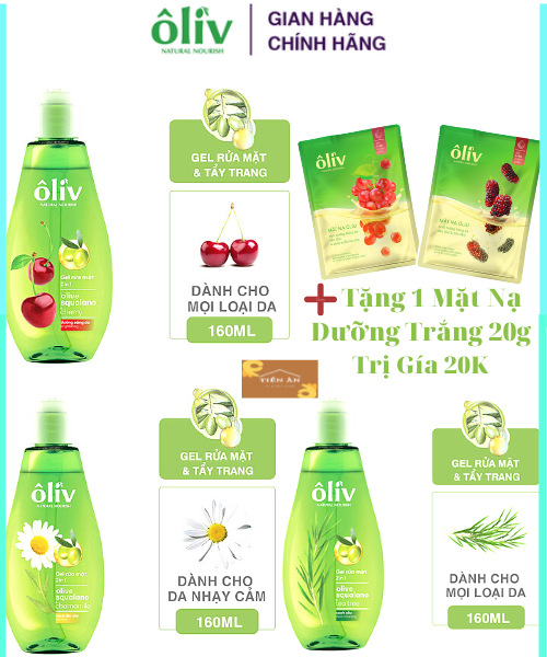 [Hcm]Gel Rửa Mặt 2 In 1 ( Sạch Sâu_Sáng Da_Dưỡng Ẩm) Rửa Mặt & Tẩy Trang Ôliv 160G Tặng Mặt Nạ Dưỡng Trắng 20G