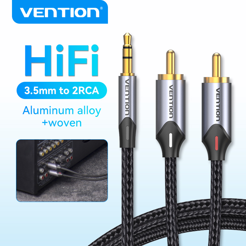 Vention Cáp Âm Thanh 3.5Mm Đực Sang 2RCA Cho Điện Thoại Bộ Khuếch Đại Công Suất Loa PC Cáp 3.5Mm Đến