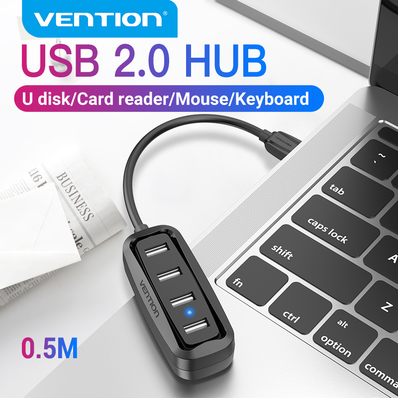 Vention HUB chia USB 4 cổng Adapter USB Splitter with LED Indicator USB Hub for PC Computer Tablet H