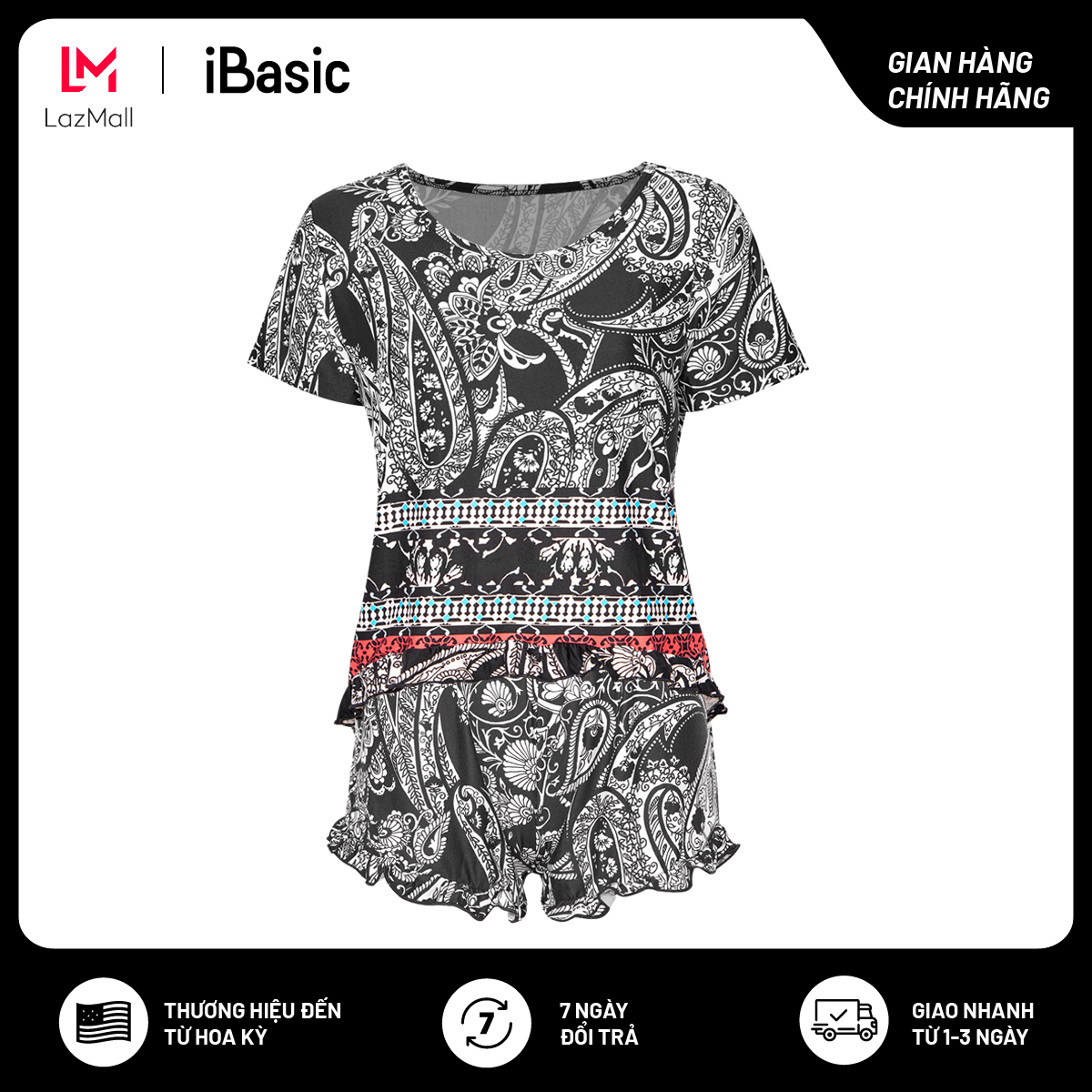 Đồ bộ mặc nhà nữ iBasic họa tiết HOMY030