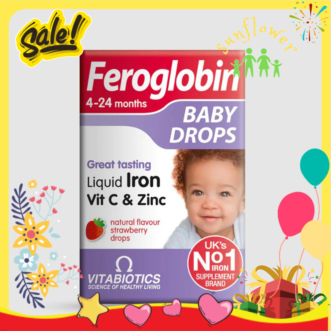 Bổ sung Kẽm và vitamin C Sắt nhỏ giọt Feroglobin Baby Drops Liquid Iron 30ml của Anh