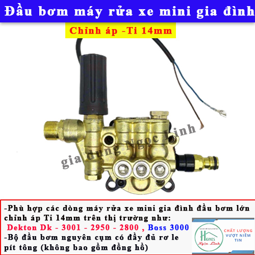 Đầu bơm phù hợp máy rửa xe boss 3000  dekton 3001 và dekton 2800A  TI  14mm chỉnh áp (loại tốt)