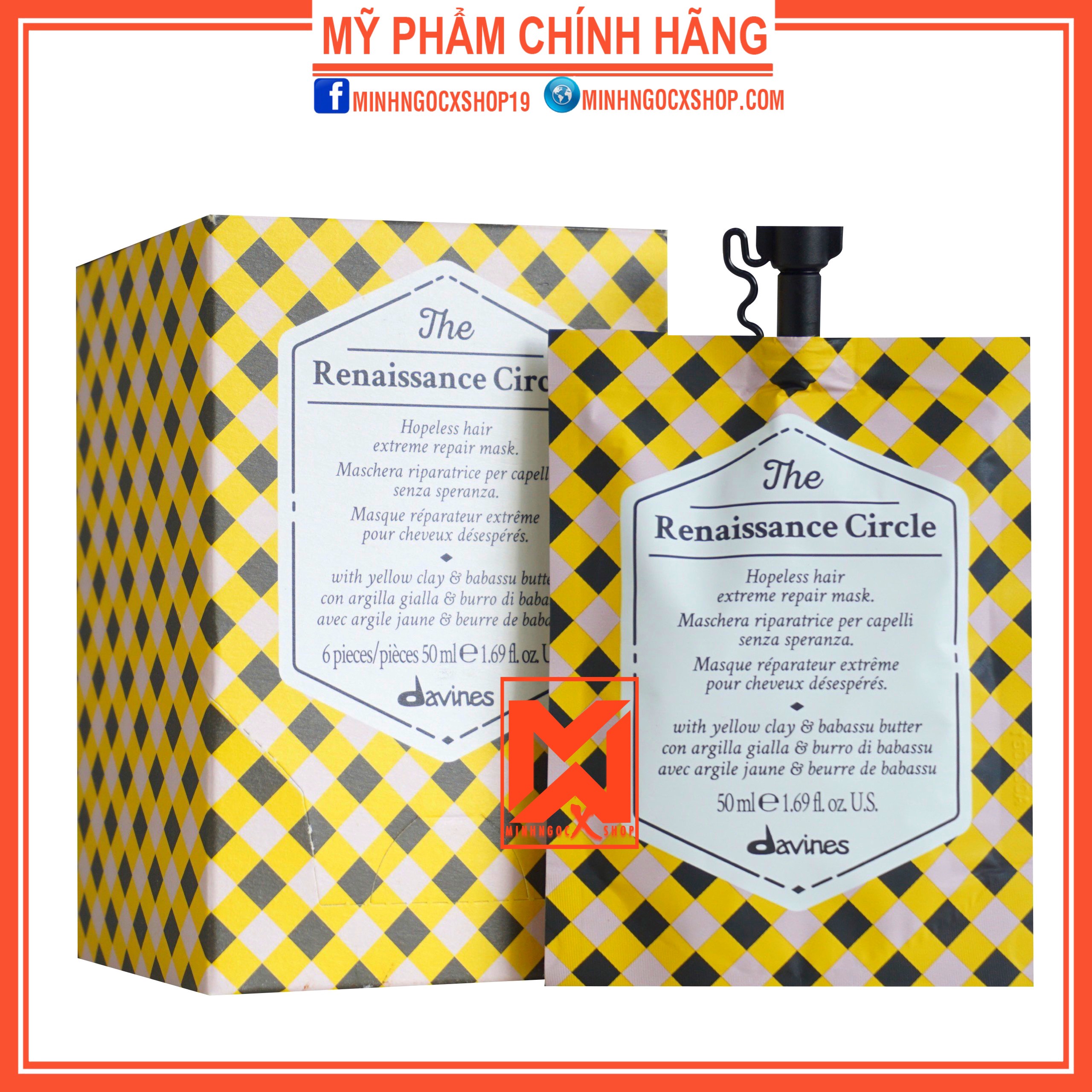 Hộp 6 Mặt Nạ Tóc Siêu Phục Hồi Davines The Renaissance Circle 50Ml Chính Hãng