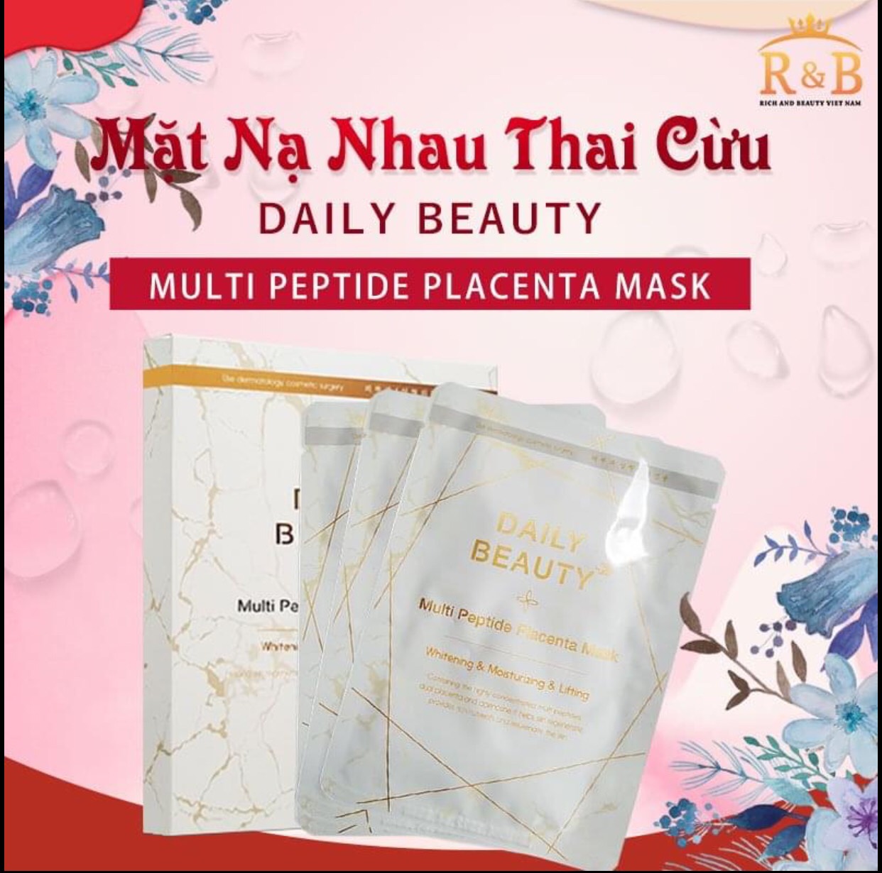 Mặt Nạ Daily Beauty Mặt Nạ Sạch Mụn Mặt Nạ Nhau Thai Cừu Hàn Quốc Tái Tạo Dưỡng Trắng Nâng Cơ Mặ