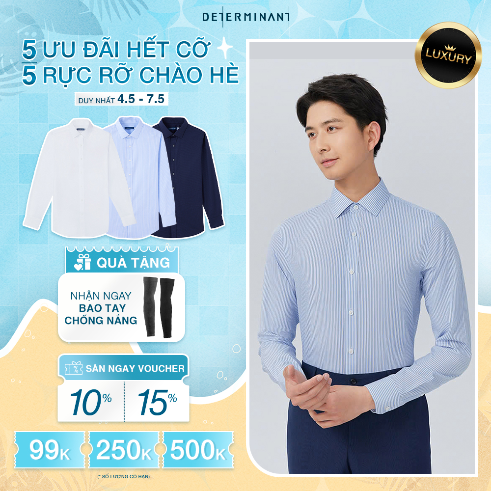Áo Sơ Mi Nam Công Sở DETERMINANT Tay Dài - Dáng Suông/ôm - Chống Nhăn - Kháng Khuẩn - 301- Màu Sọc X