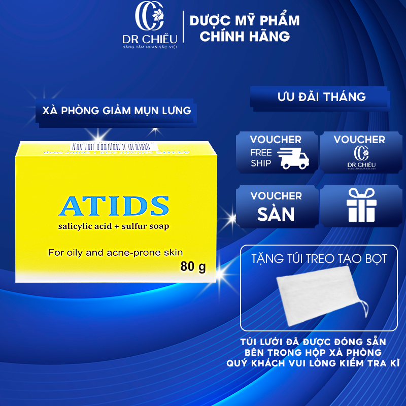 ATIDS Xà Phòng Tắm Giảm Mụn Lưng Body ATIDS Soap Bar 80g