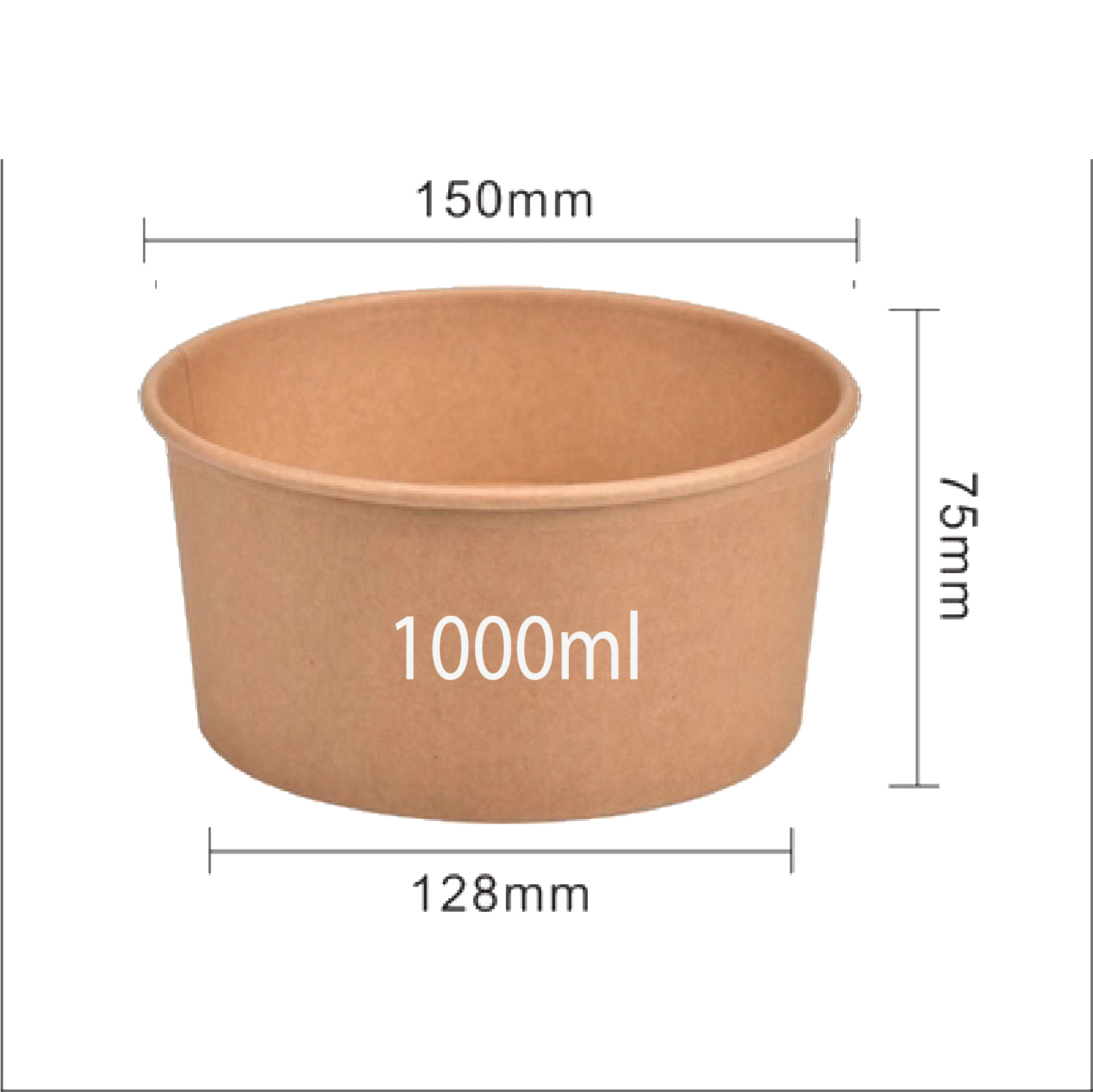 50 Tô giấy Kraft đủ size: 500ml / 750ml / 1000 ml / 1300ml KÈM NẮP trong suốt an toàn vệ sinh thực p