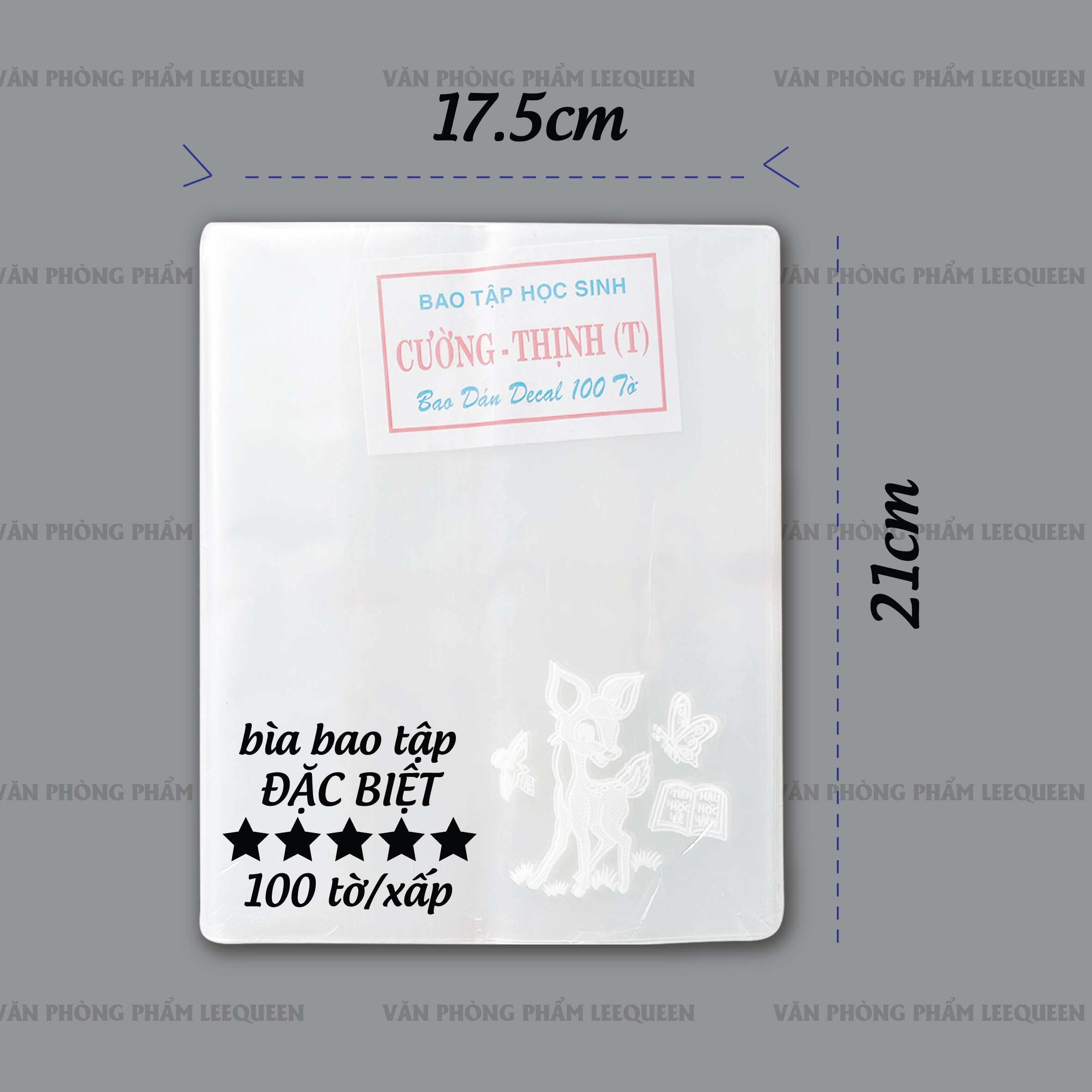 Xấp 50/100 tờ Bao Tập Vở Con Nai hiệu Cường Thịnh Loại Dày ĐẶC BIỆT con nai( có đủ 3 kích thước)