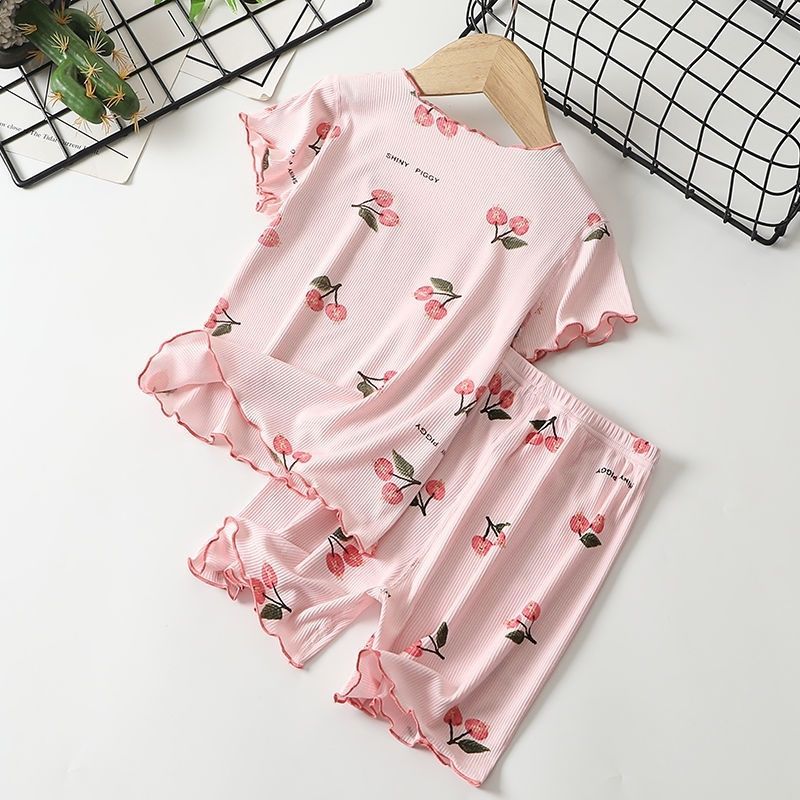 Bộ đồ ngủ mặc nhà cho bé gái thun len tăm thoáng mát siêu kute  7-8 tuổi9-10 tuổi