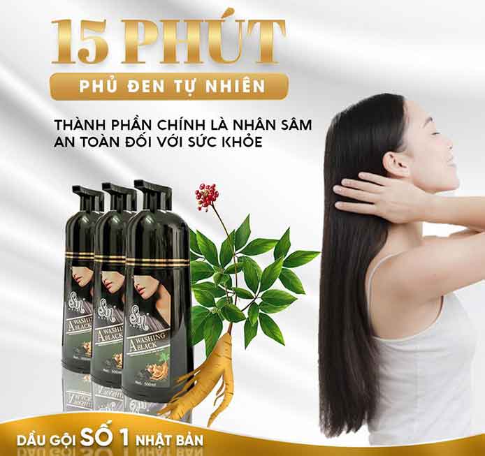 ((Chai Đen) Dầu Gội Phủ Bạc Sin Hair Chăm Sóc Tóc Từ Gốc Đến Ngọn