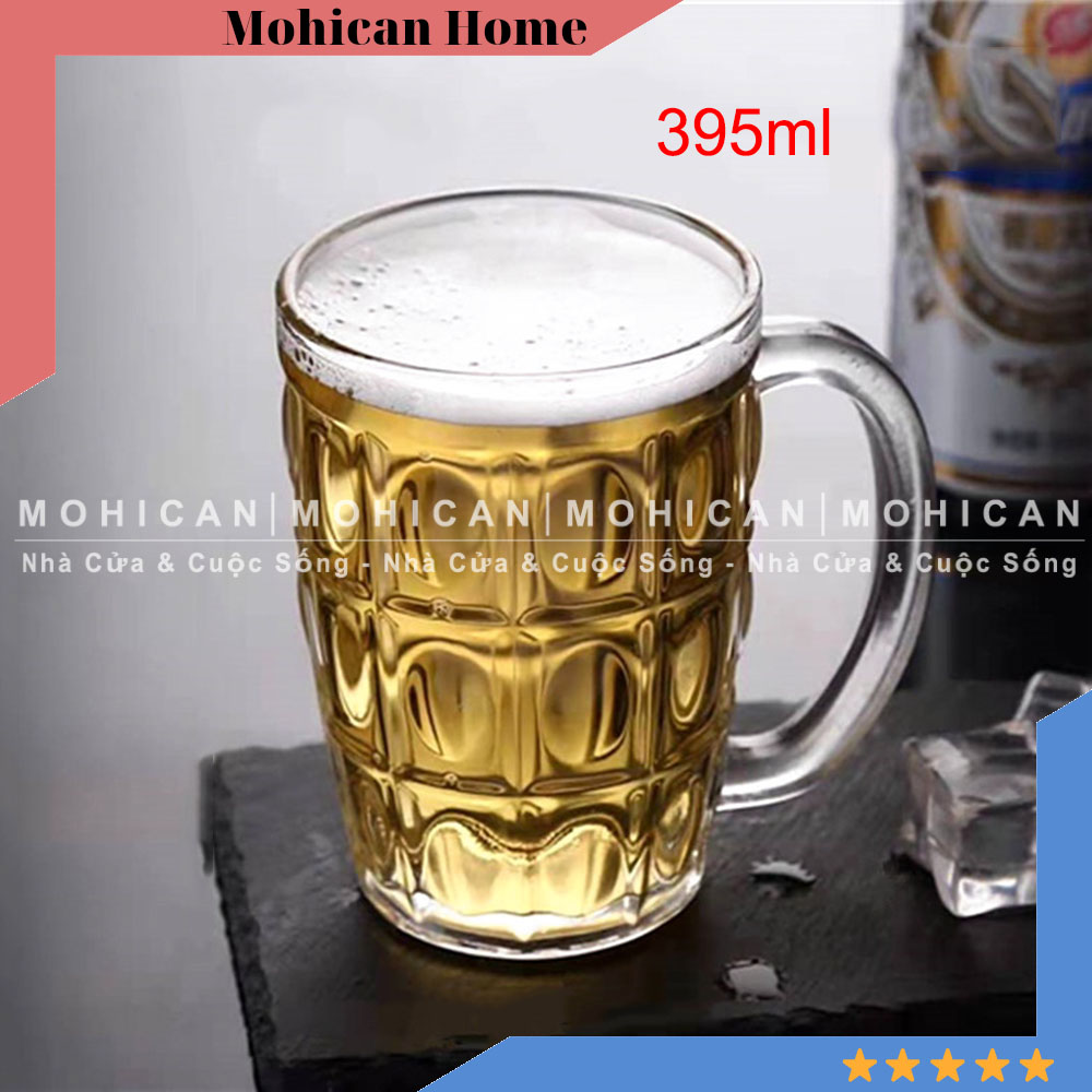 Ly thủy tinh uống bia Union có quai cầm 395ml cốc thủy tinh uống nước Thái Lan UNIG-316 Mohican