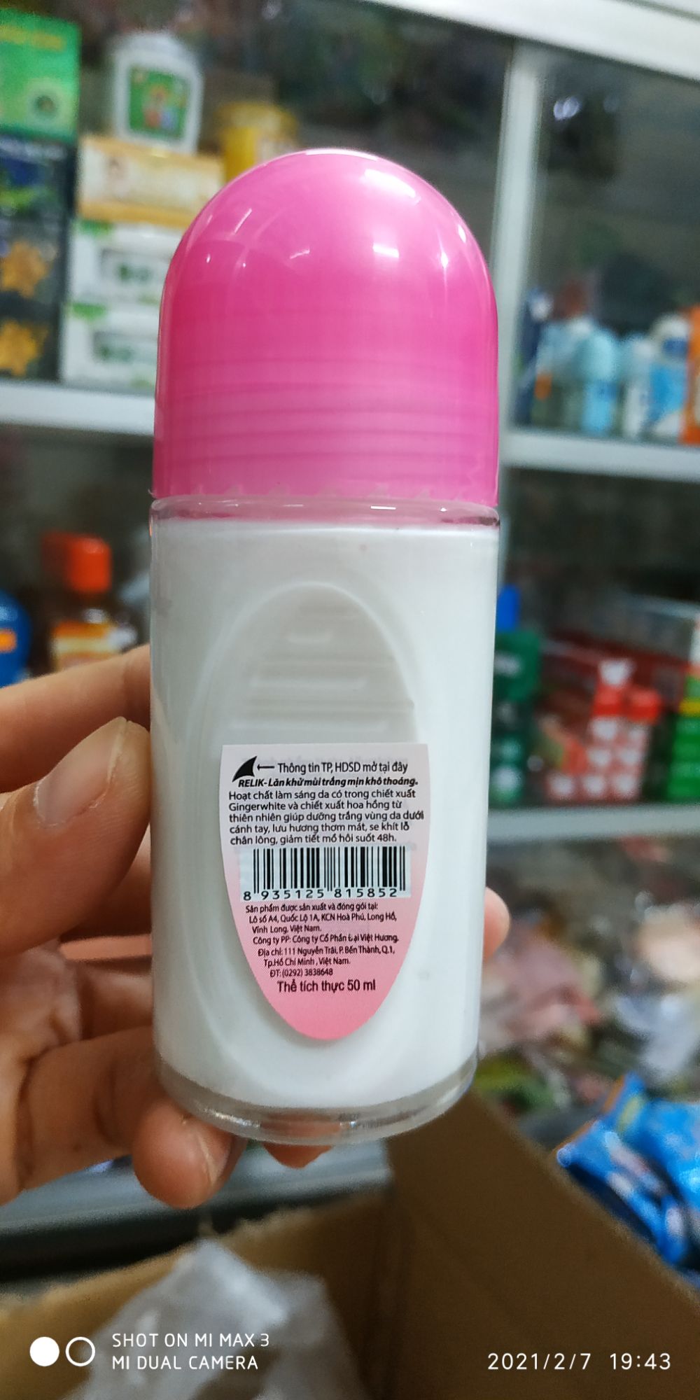 [Hcm]Lăn Khử Mùi Relik 50Ml Trắng Mịn Khô Thoáng