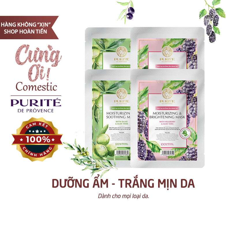 [Chính Hãng - Ảnh Thật] Mặt Nạ Trắng Da - Căng Bóng - Chống Lão Hoá Purite