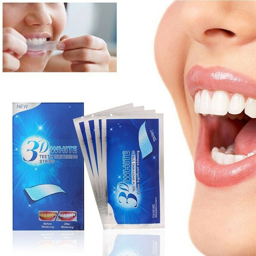 1 gói / 2 miếng Miếng dán trắng răng 3D White Teeth Whitening Strip làm trắng răng nhanh chóng tiện lợi dễ sử dụng