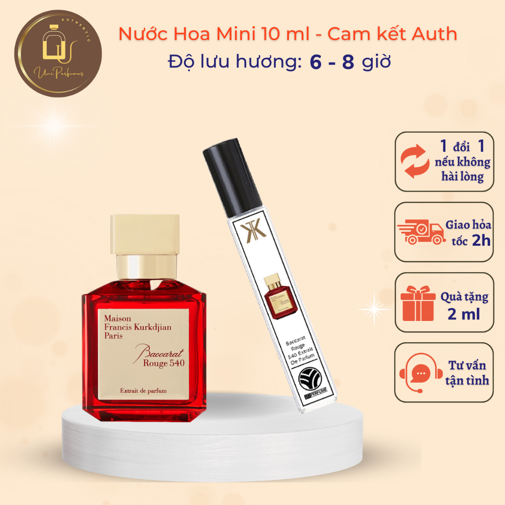 Nước hoa nữ thơm lâu Baccarat 540 Extrait 10ml êm dịu nhẹ nhàng