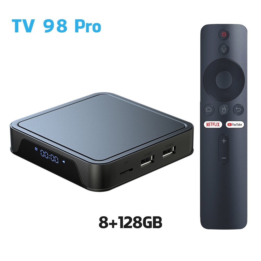 Android TV Box TV98 Pro Hỗ Trợ Kiểm Soát Giọng Nói Việt 5G WiFi Bluetooth 8K HD Băng Tần Kép Tivi Box 100 Kênh Miễn Phí