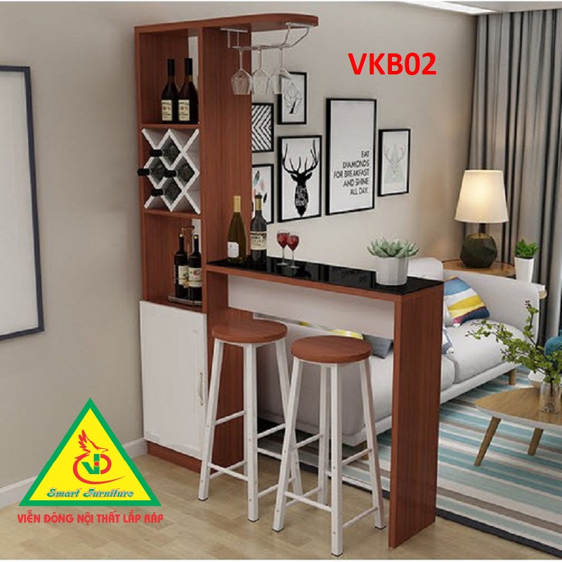 Quầy bar quầy bar mini quầy bar nhà bếp kết hợp tủ rượu VKB02 ( không kèm ghế) - Nội thất lắp ráp Vi