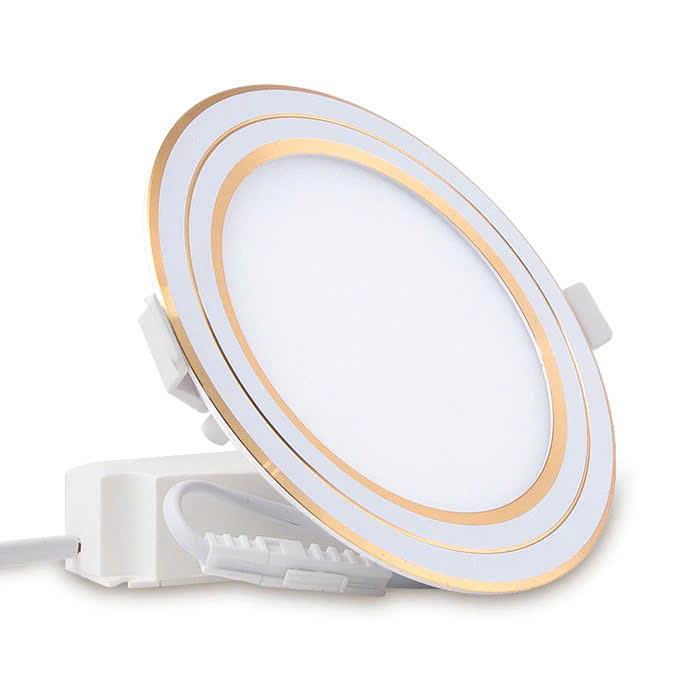 [Chính Hãng ]Đèn LED Panel âm trần RẠNG ĐÔNG ĐỔI MÀU 3 CHẾ ĐỘ PT05 7W 9W 12W- viền bạc - viền vàng