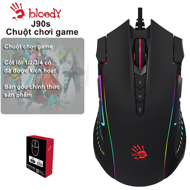 A4TECH BLOODY J90s Chuột chơi game được kích hoạt 12 nút Khởi động áo giáp kim loại XGlide Động cơ c