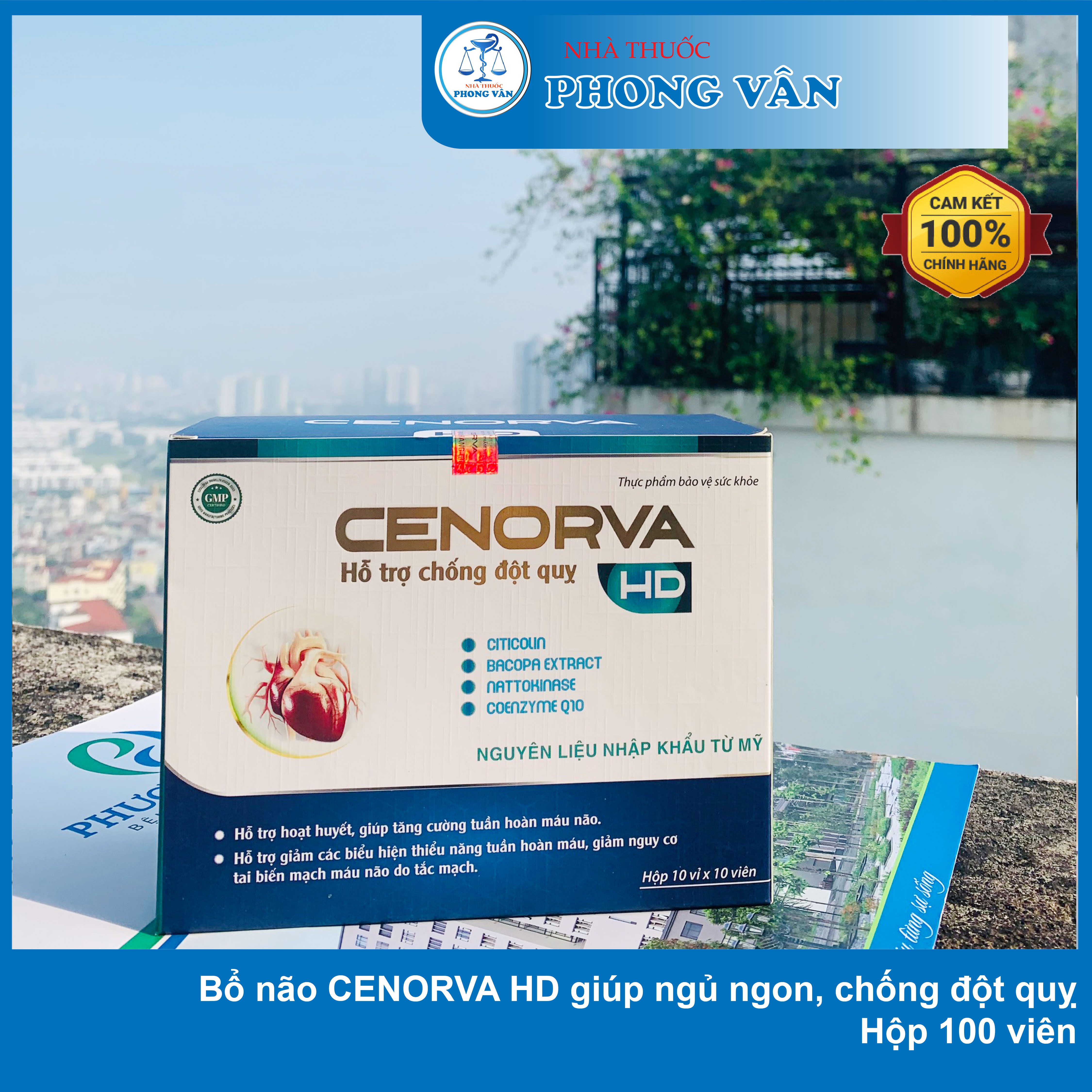 Bổ Não Chống Tai Biến Đột Quỵ Cenorva Hd Giúp Ngủ Ngon Cải Thiện Trí Nhớ - Hộp 100 Viên