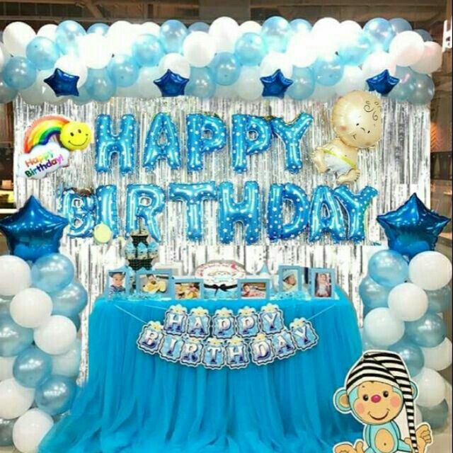 Combo trang trí sinh nhật 2 Rèm Kim Tuyến, Bóng Chữ Happy Birthday ...