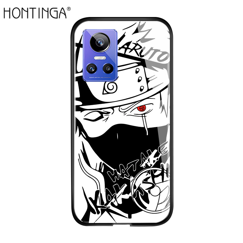 Hontinga Ốp Lưng Cho Realme GT Neo3 Neo 3 5G Ốp Lưng Anime Cho Nữ Phác Thảo Dòng Naruto Đen Trắng Sa
