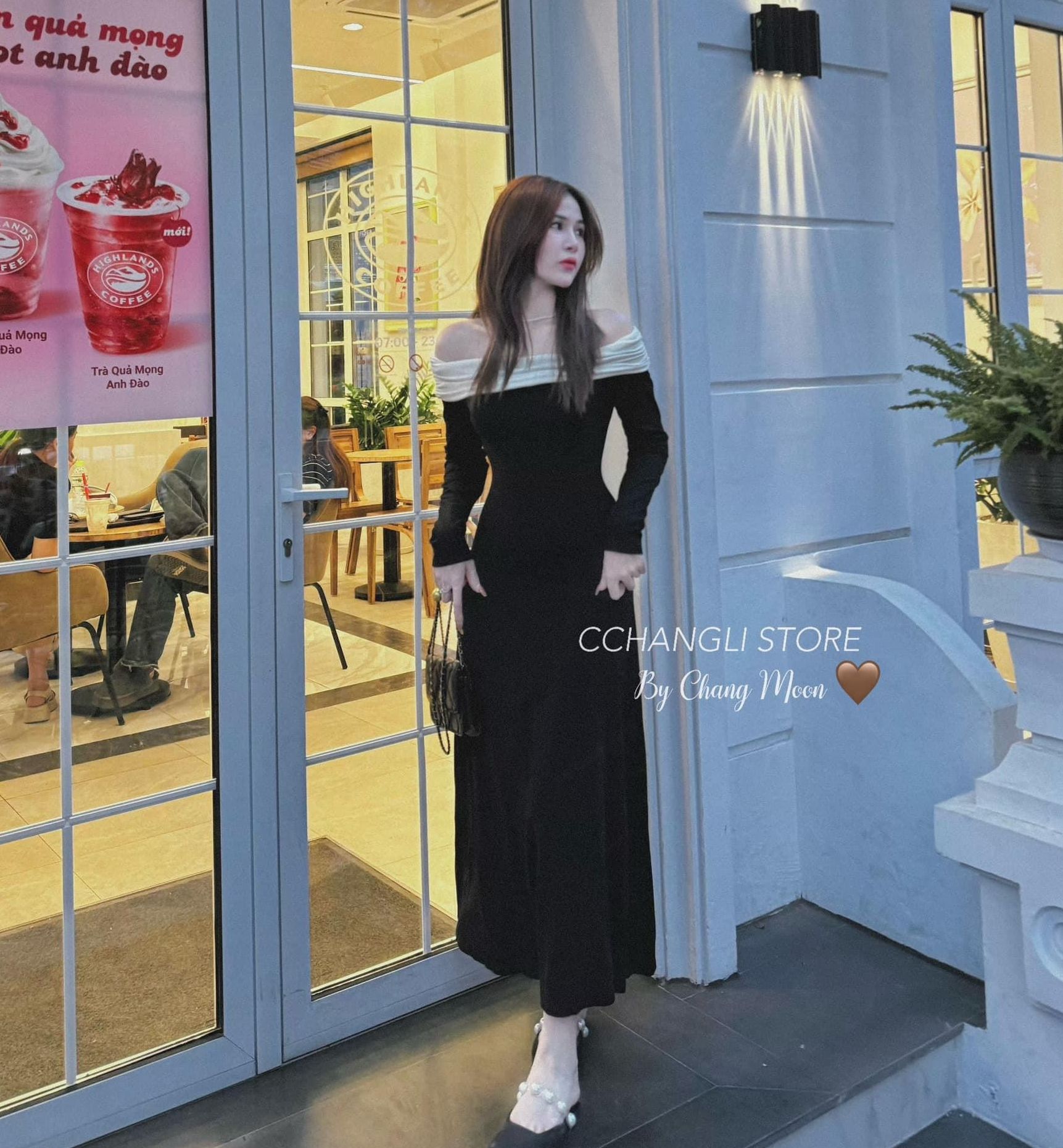 Váy len nữ dáng dài cổ trụ phối ren - Hanyza Store