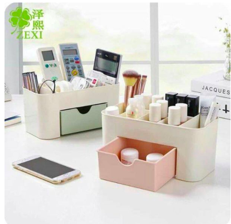 Khay mỹ phẩm – Kệ Mỹ Phẩm – Tủ Mỹ Phẩm – Khay đựng mỹ phẩm để bàn siêu rẻ – nhựa 2 màu hồng xanh