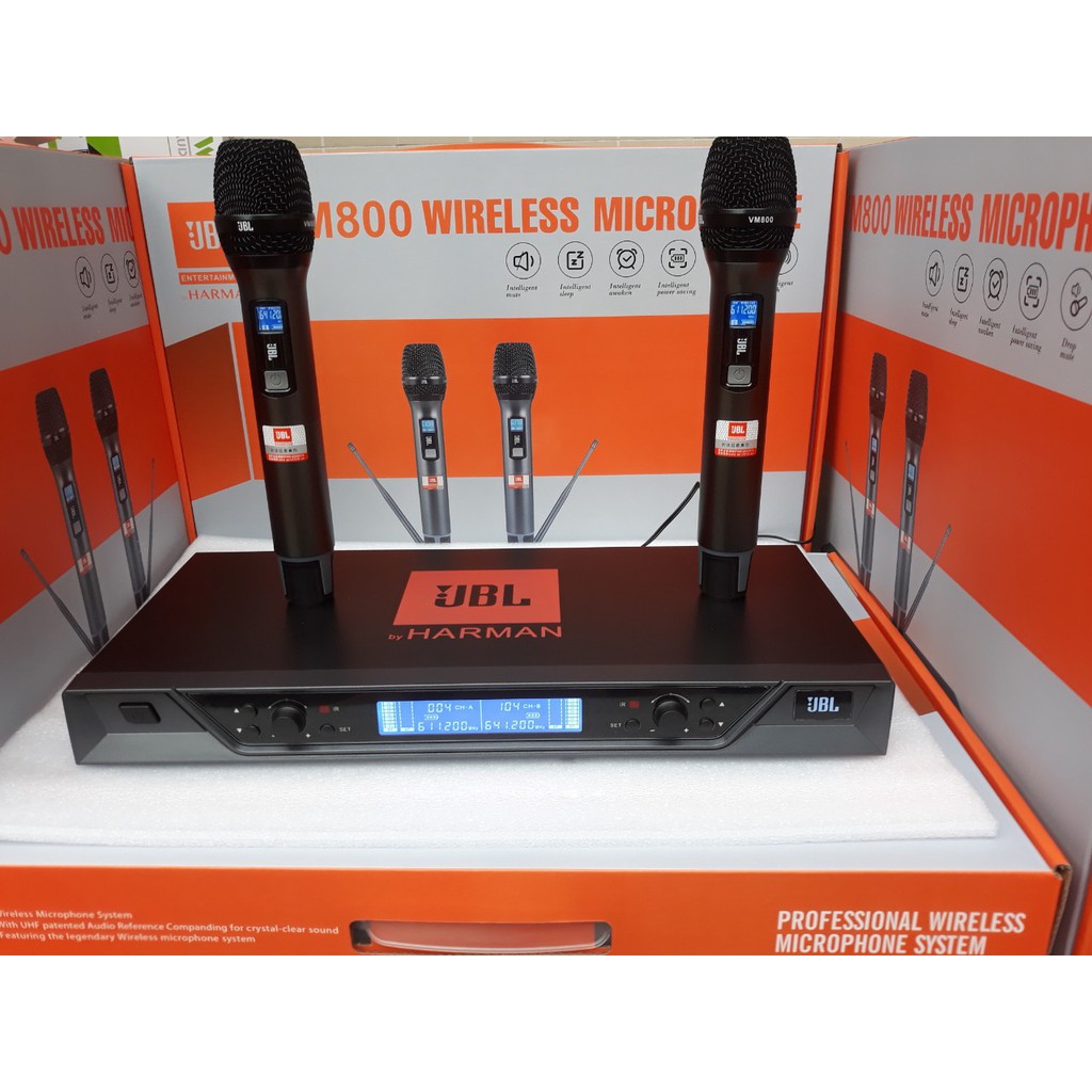 Micro không dây cao cấp JBL VM800  HÁT NHẸ  CHỐNG HÚ  HÍT MIC  MIC TỰ NGẮT - NEW2022