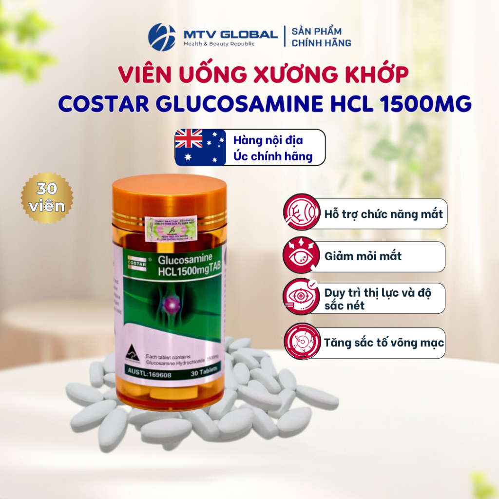 Viên Uống Xương Khớp Costar Glucosamine HCL 1500mg Của Úc  Giảm Viêm Khớp Thoái Hóa Khớp Và Đau Xươn