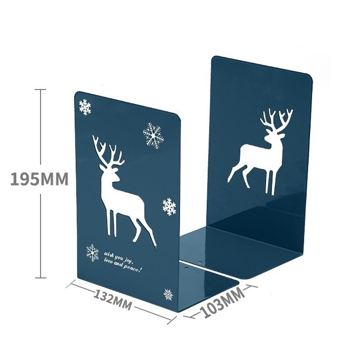 Set 2 miếng chặn sách kim loại giá đỡ sách bằng kim loại họa tiết decor bàn học