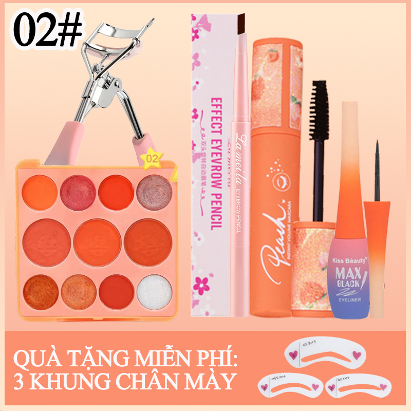 [Hcm]【Có Quà Tặng Miễn Phí】Bộ Trang Điểm Mắt 5 Món Cho Người Mới Bắt Đầu - 11 Màu Bóng Mắt + Chì Kẻ Mày Nâu + Kẻ Mắt Đen + Dụng Cụ Uốn Mi + Mascara Đen - Kiss Beauty