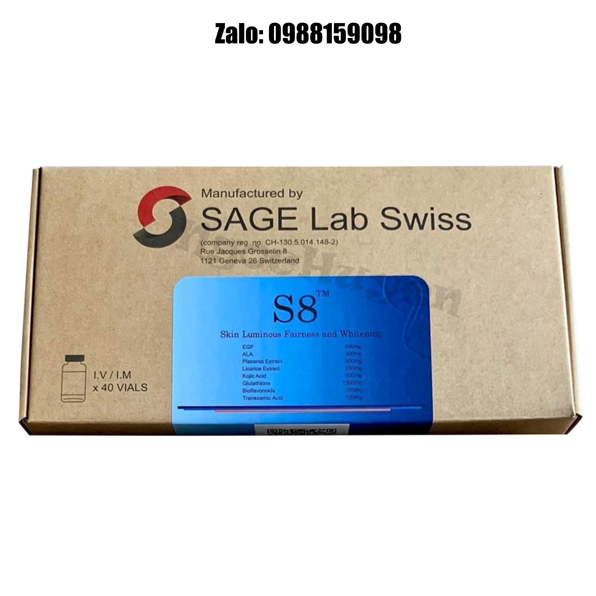 Set Truyền Trắng Tế Bào Gốc S8 Lab Swiss Thuỵ Sỹ 10 buổi - Chưa kèm mix