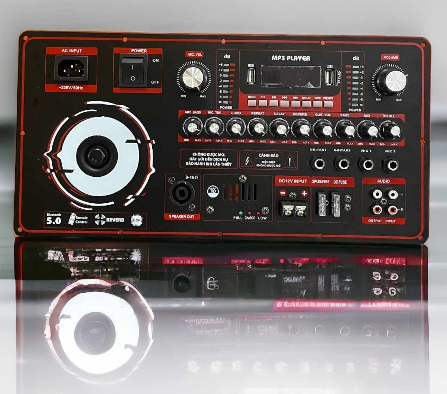 Bo Mạch Loa Kéo Nguồn Xuyến đánh 2 Bass 40 4 tấc đôi 5 Tấc đơn Mạnh Mẽ có Echo Reverb đèn led theo n