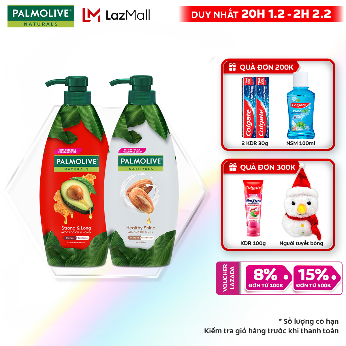 [Chỉ 20H 1.2 - 2H 2.2_Áp Voucher giảm thêm đến 23%]Bộ 2 Dầu gội Palmolive kèm xả 2-trong-1 chiết xuấ