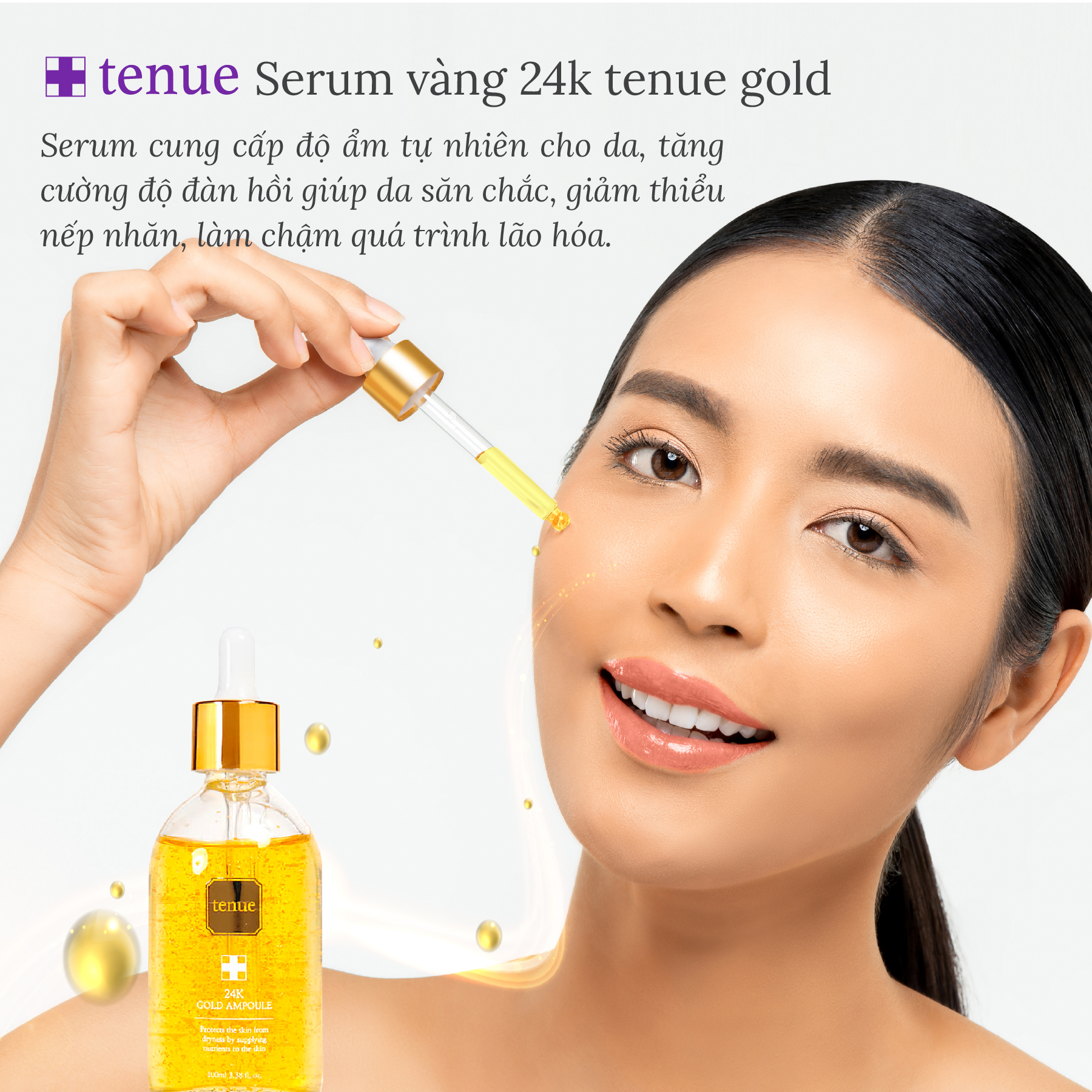 COMBO] Serum vàng 24K Tenue Ampoule - Kem dưỡng nâng tông TENUE Tone up Cream Hàn Quốc - Wangji Nội Địa Hàn Quốc