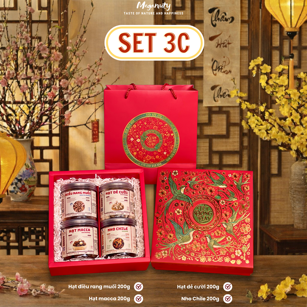 Set Quà Tết 2026 Lễ 8/3Lễ 20/10 Meganuts - Hộp quà tặng Tết các loại hạt Cao cấp sang trọng ý nghĩa nhiều combo