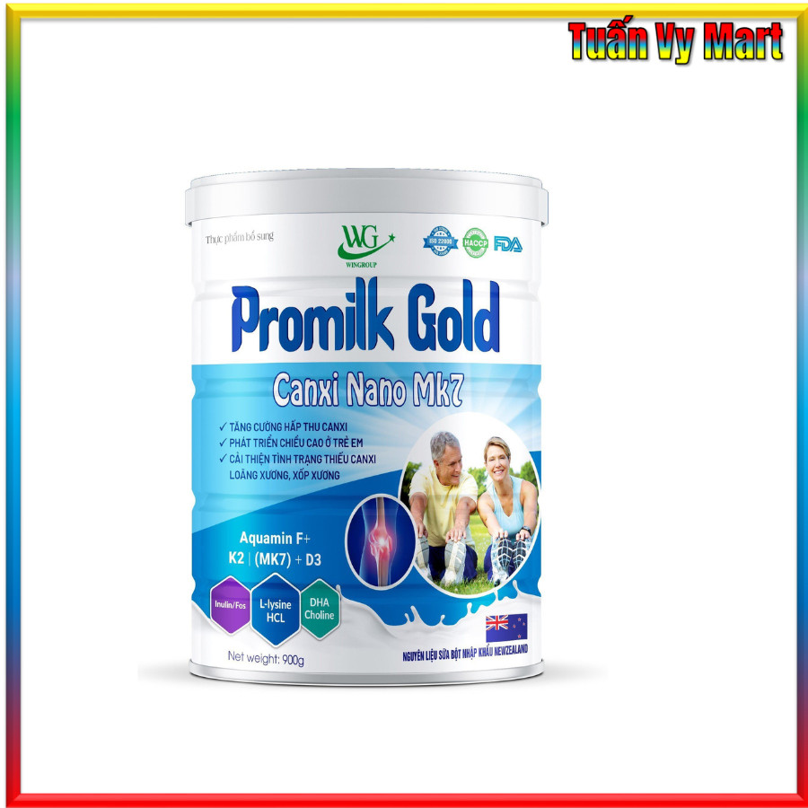 Hộp 900g Sữa Promilk Gold Canxi Nano Mk7 Tăng Cường Hấp Thụ Canxi Phát Triển Chiều Cao Ở Trẻ Em Cải Thiện Tình Trạng Thiếu Canxi Loãng Xương Xốp Xương - Tuấn Vy Mart