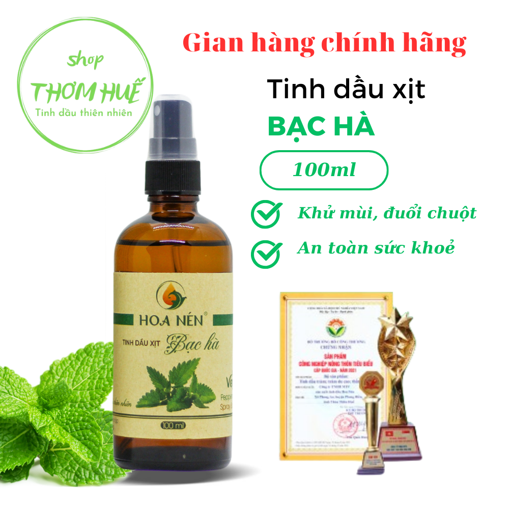 Chai Xịt tinh dầu Bạc Hà - Hoa Nén - Đuổi muỗi chuột côn tr.ùng hương the mát - 100ml