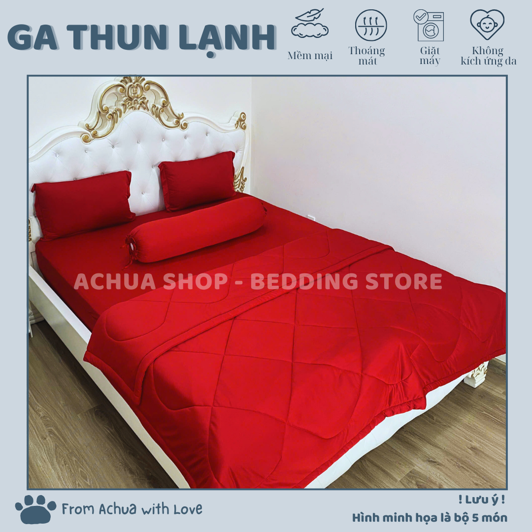 FREESHIP - Bộ Ga Giường Thun Lạnh 4 Món ACHUASHOP - Chăn Mền Lẻ - Vỏ Gối Lẻ - Bộ Ga Trải Giường Ga N